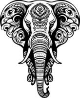 olifant - zwart en wit geïsoleerd icoon - vector illustratie