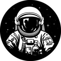 astronaut - zwart en wit geïsoleerd icoon - vector illustratie