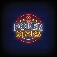 poker sterren neonreclames stijl tekst vector