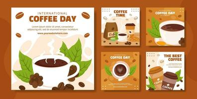 Internationale koffie dag sociaal media post vlak tekenfilm hand- getrokken Sjablonen achtergrond illustratie vector