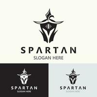 spartaans helm krijger logo sjabloon. spartaans vlak ontwerp vector