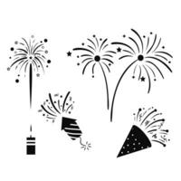 vuurwerk viering decor vector illustratie ontwerp geïsoleerd in wit. vuurwerk silhouet