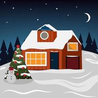 schattige winterhuizen in de kerstvakantie voor decoratie en decoratie van ansichtkaarten, vectorillustratie vector