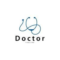 stethoscoop logo, Gezondheid dokter ontwerp gemakkelijk lijn vector symbool illustratie