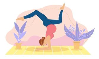 zwangere vrouw die thuis mediteert. concept illustratie voor prenatale yoga, meditatie, ontspannen, recreatie, gezonde levensstijl. illustratie in platte cartoonstijl. vector