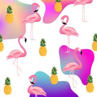 Trendy vloeibare flamingo en ananas naadloze patroonachtergrond vector
