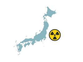 straling teken Aan kaart van Japan, illustratie van fukushima ongeluk vector