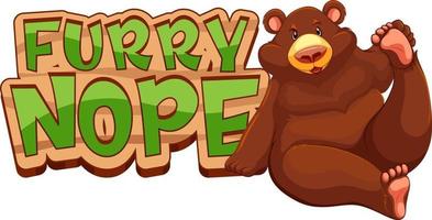 harige nope lettertype banner met grizzly beer stripfiguur geïsoleerd vector