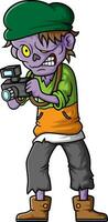 spookachtig zombie fotograaf tekenfilm karakter Aan wit achtergrond vector