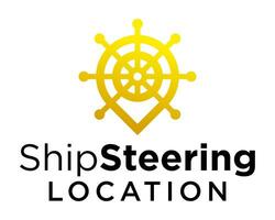 schip stuurinrichting wiel en plaats icoon logo ontwerp. vector