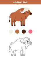 kleur schattig tekenfilm buffel. werkblad voor kinderen. vector