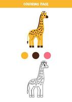 kleur schattig tekenfilm giraffe. werkblad voor kinderen. vector