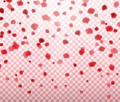 naturalistische kleurrijke vallende rozenblaadjes op transparante achtergrond. vectorillustratie. vector