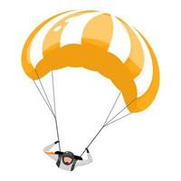 parachutespringen platte vectorillustratie. parachutespringen ervaring. extreme sporten. actieve levensstijl. buitenactiviteiten. sportman, parachutist geïsoleerde stripfiguur op witte achtergrond vector