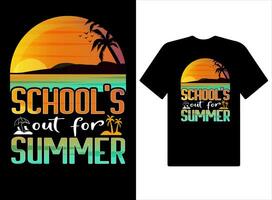 school- uit voor zomer t-shirts ontwerp wijnoogst zomer illustratie vector