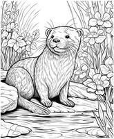 Otter kleur Pagina's voor volwassenen vector