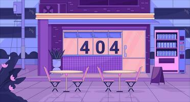 stedelijk winkelpui Bij nacht fout 404 flash bericht vector