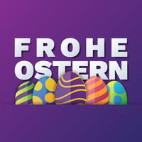 Frohe Ostern Happy Easter In Duitse wenskaart vector