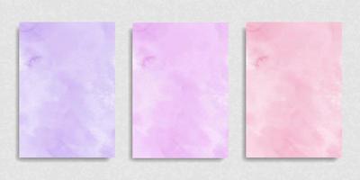 set van roze paars violet aquarel natte borstel verf vloeibaar papier textuur vector kaart