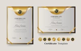 certificaat van waardering sjabloon en vector luxe premium badges