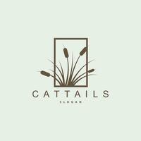 kreken en cattails rivier- logo, gras ontwerp gemakkelijk minimalistische illustratie vector sjabloon