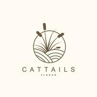 kreken en cattails rivier- logo, gras ontwerp gemakkelijk minimalistische illustratie vector sjabloon