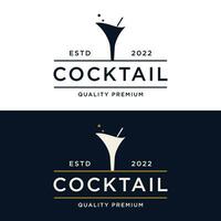 premie kwaliteit cocktail alcohol drinken logo ontwerp met wijnoogst stijl. logo voor bar, restaurant, kroeg, bedrijf, kenteken. vector