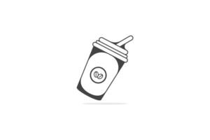 beschikbaar koffie kop met stok logo vector ontwerp. voedsel en drinken voorwerp icoon ontwerp concept.