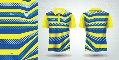 blauw geel polo sport overhemd sublimatie Jersey sjabloon ontwerp mockup vector