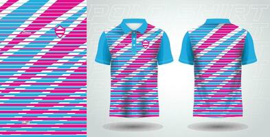 blauw roze polo sport overhemd sublimatie Jersey sjabloon ontwerp mockup vector
