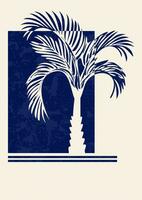 esthetisch minimalistische blauw palm illustratie poster vector