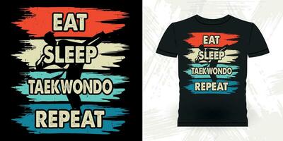eten slaap karate herhaling grappig karate opleiding retro wijnoogst karate t-shirt ontwerp vector