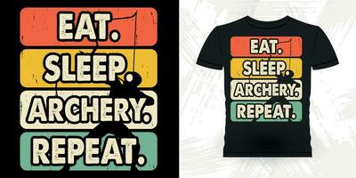 eten slaap boogschieten herhaling grappig boogschutter jacht- minnaar wijnoogst boogschieten t-shirt ontwerp vector