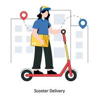 scooter levering vlak stijl ontwerp vector illustratie. voorraad illustratie
