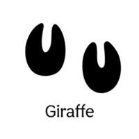 zwart silhouet giraffe voetafdruk geïsoleerd Aan wit vector