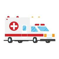 ambulance auto noodvervoer service vlakke stijl vectorillustratie geïsoleerd op een witte achtergrond. rood wit voertuig van ziekenhuis medische hulpcentrum vector