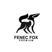 fennec vos logo icoon ontwerp illustratie negatief zwart wit vector