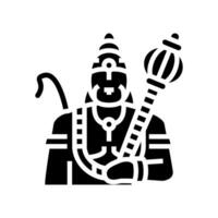 Hanuman god Indisch glyph icoon vector illustratie
