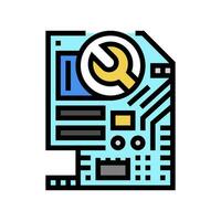 moederbord reparatie computer kleur icoon vector illustratie