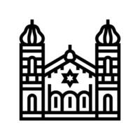 synagoge gebouw Joods lijn icoon vector illustratie