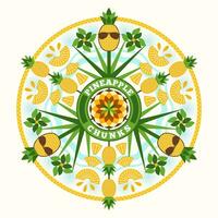 cirkel meetkundig ornament met ananas vector