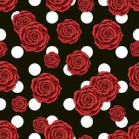 patroon met groot polka punt ornament, rood rozen vector