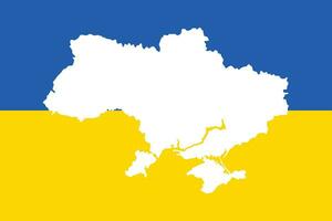 Oekraïne kaart silhouet met achtergrond blauw en geel kleuren van de vlag vector