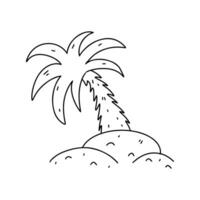 palm boom Aan eiland. hand- getrokken tekening stijl. vector illustratie geïsoleerd Aan wit. kleur bladzijde.
