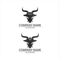 stier hoorn hoofd koe en buffel logo en symbolen sjabloon pictogrammen app vector