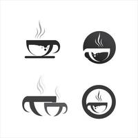 koffiekopje logo sjabloon mok pictogram warme drank café set vector