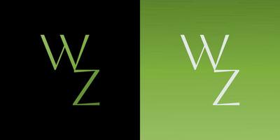 eerste brief wz logo met groen verloop. wz logo ontwerp sjabloon vector