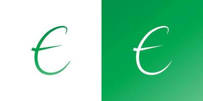 brief e logo met hand- getrokken stijl in groen helling vector