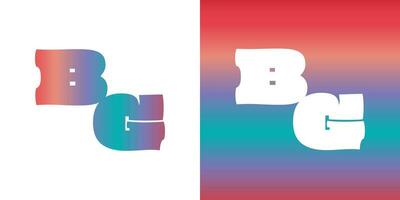 eerste brief bg logo met rood, blauw, paars verloop. bg logo ontwerp sjabloon vector