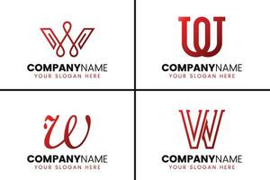 creatief monogram brief w logo ontwerp verzameling vector